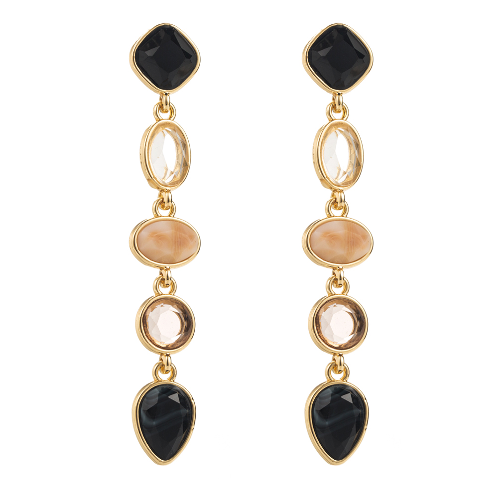 1 Pair Casual Modern Style Classic Style Oval Inlay Alloy Resin 18K Gold Plated Drop Earrings display picture 5