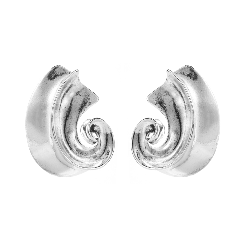 1 Pair Exaggerated French Style Sector Spiral Alloy 18K Gold Plated Ear Studs display picture 7