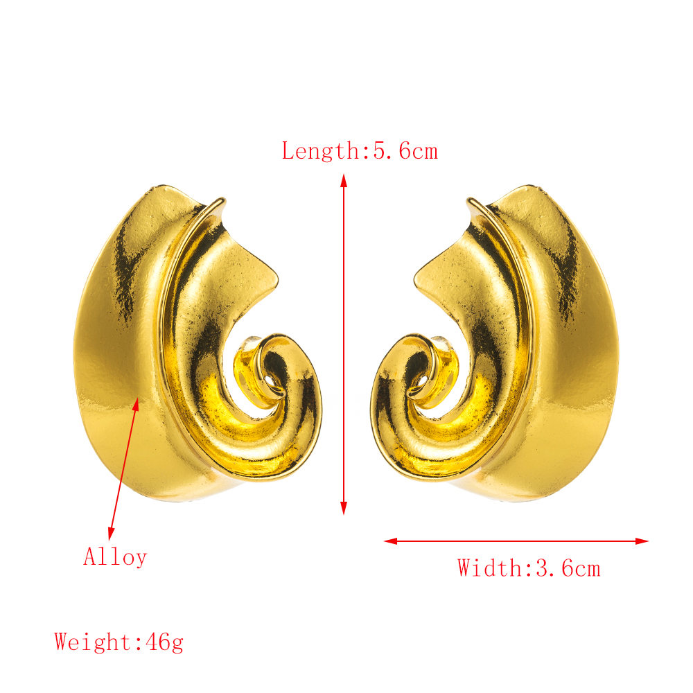 1 Pair Exaggerated French Style Sector Spiral Alloy 18K Gold Plated Ear Studs display picture 2