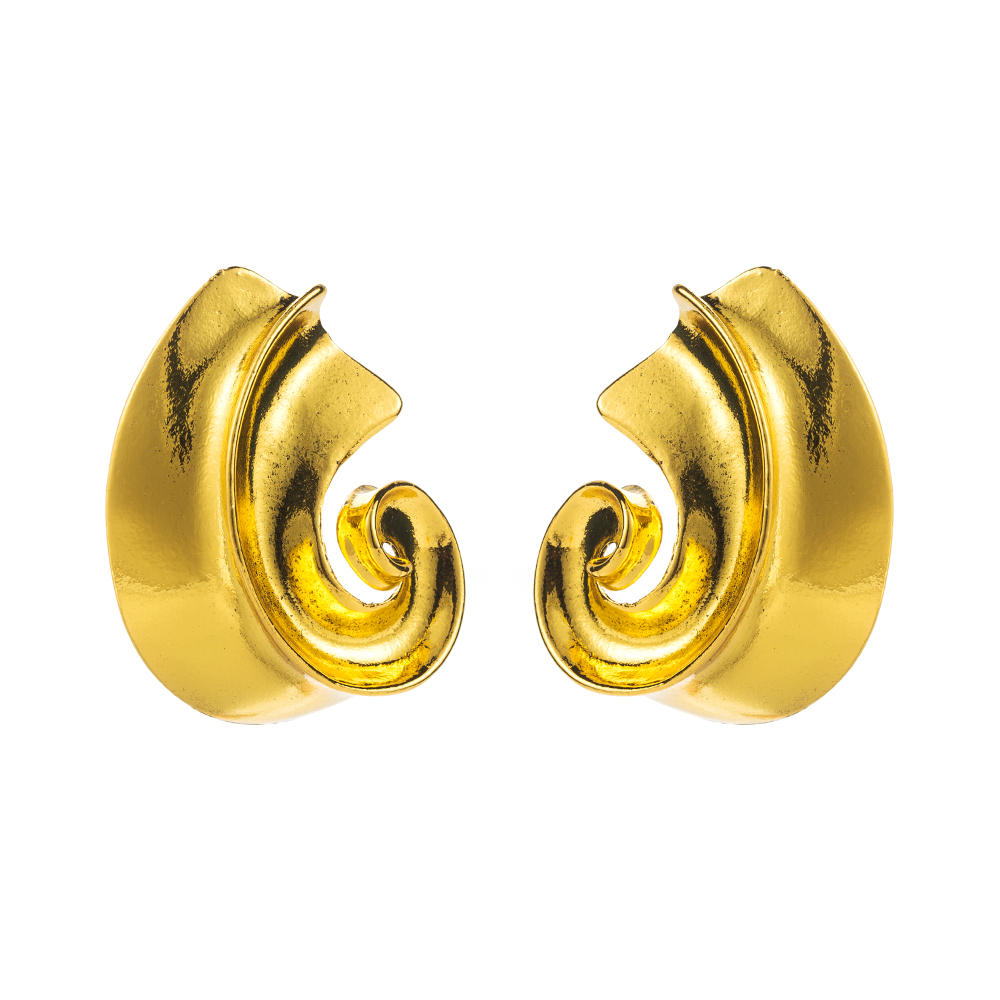 1 Paire Exagéré À La Française Secteur Spirale Alliage Plaqué Or 18K Boucles D'Oreilles display picture 10