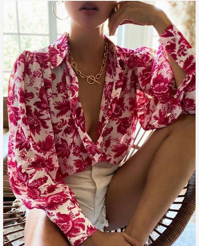 Women's Blouse Long Sleeve Blouses Printing Streetwear Flower Leopard display picture 2
