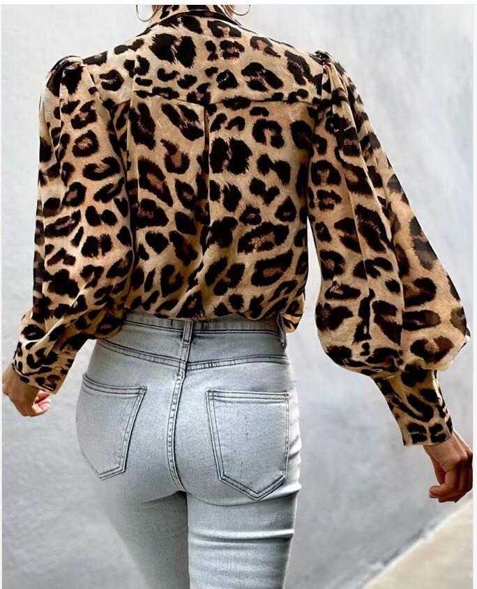 Women's Blouse Long Sleeve Blouses Printing Streetwear Flower Leopard display picture 7