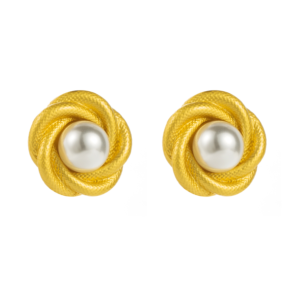 1 Pair Elegant Simple Style Round Inlay Alloy Resin 18K Gold Plated Ear Studs display picture 5