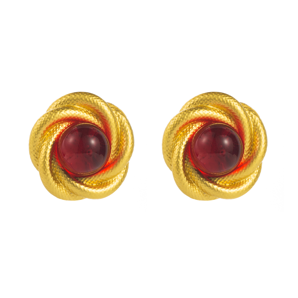 1 Pair Elegant Simple Style Round Inlay Alloy Resin 18K Gold Plated Ear Studs display picture 6