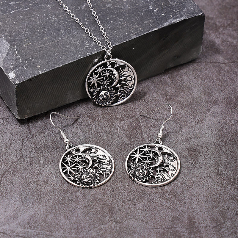 Bohemian Classic Style Star Moon Alloy Hollow Out Women's Earrings Necklace display picture 2