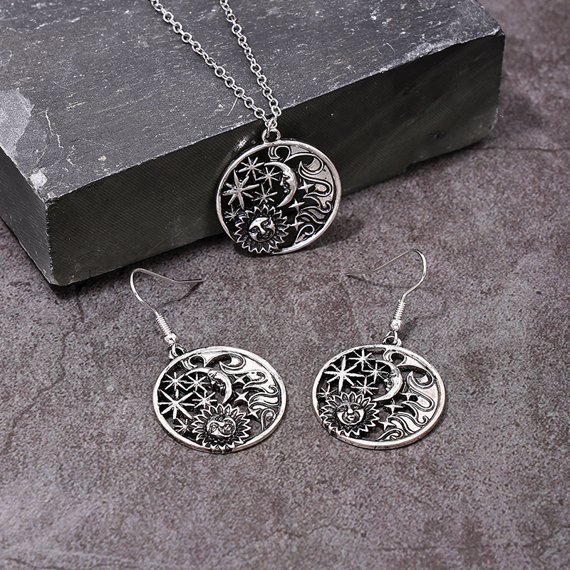 Bohemian Classic Style Star Moon Alloy Hollow Out Women's Earrings Necklace display picture 4