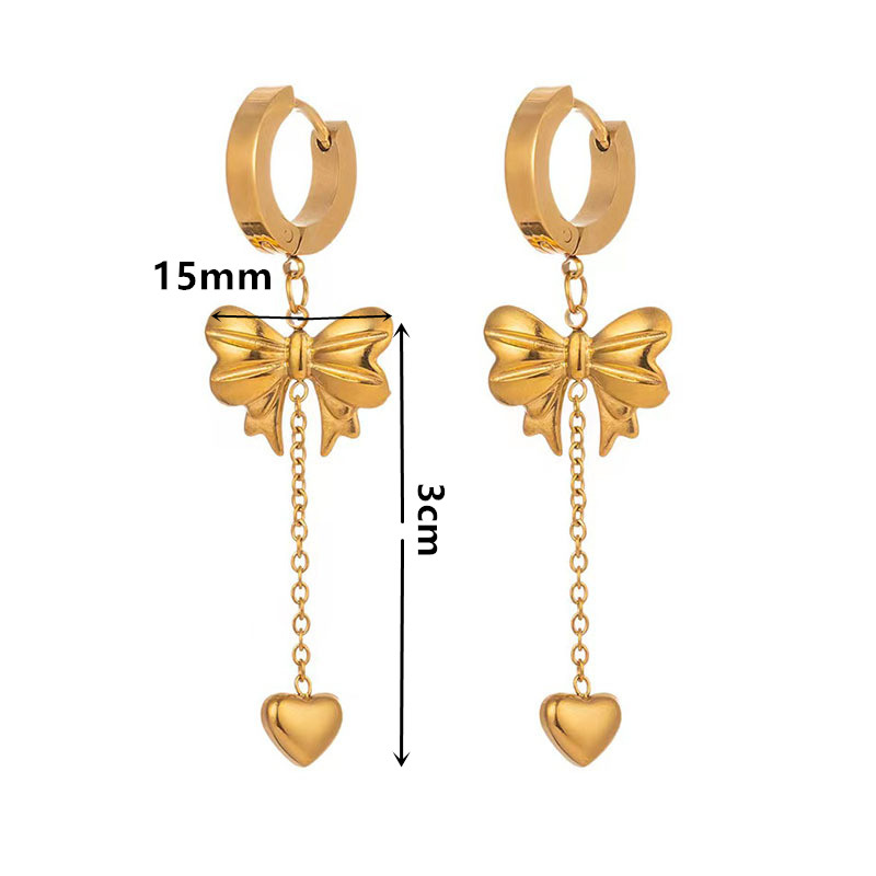 Titanium Steel 18K Gold Plated Sweet Simple Style Number Bow Knot Daisy Titanium Steel Bracelets Earrings Necklace display picture 6