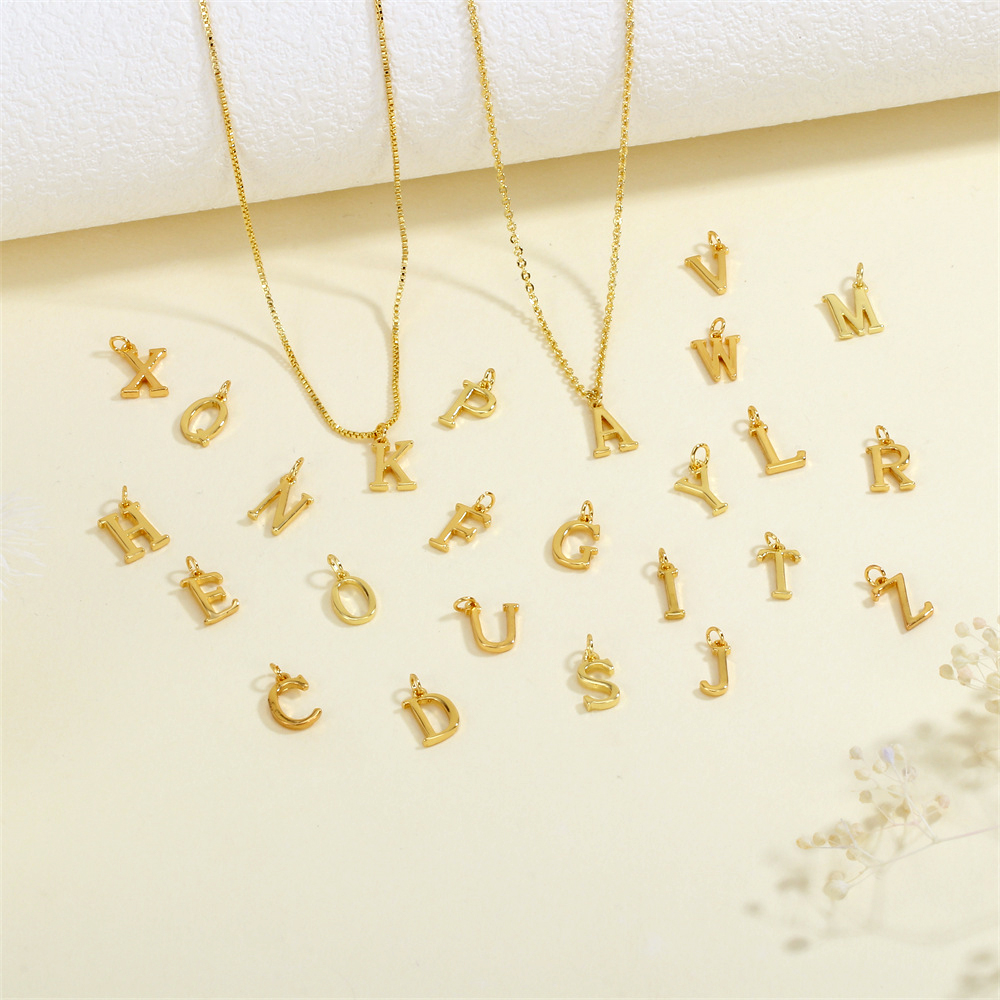 1 Piece Copper 18K Gold Plated Letter Pendant display picture 4
