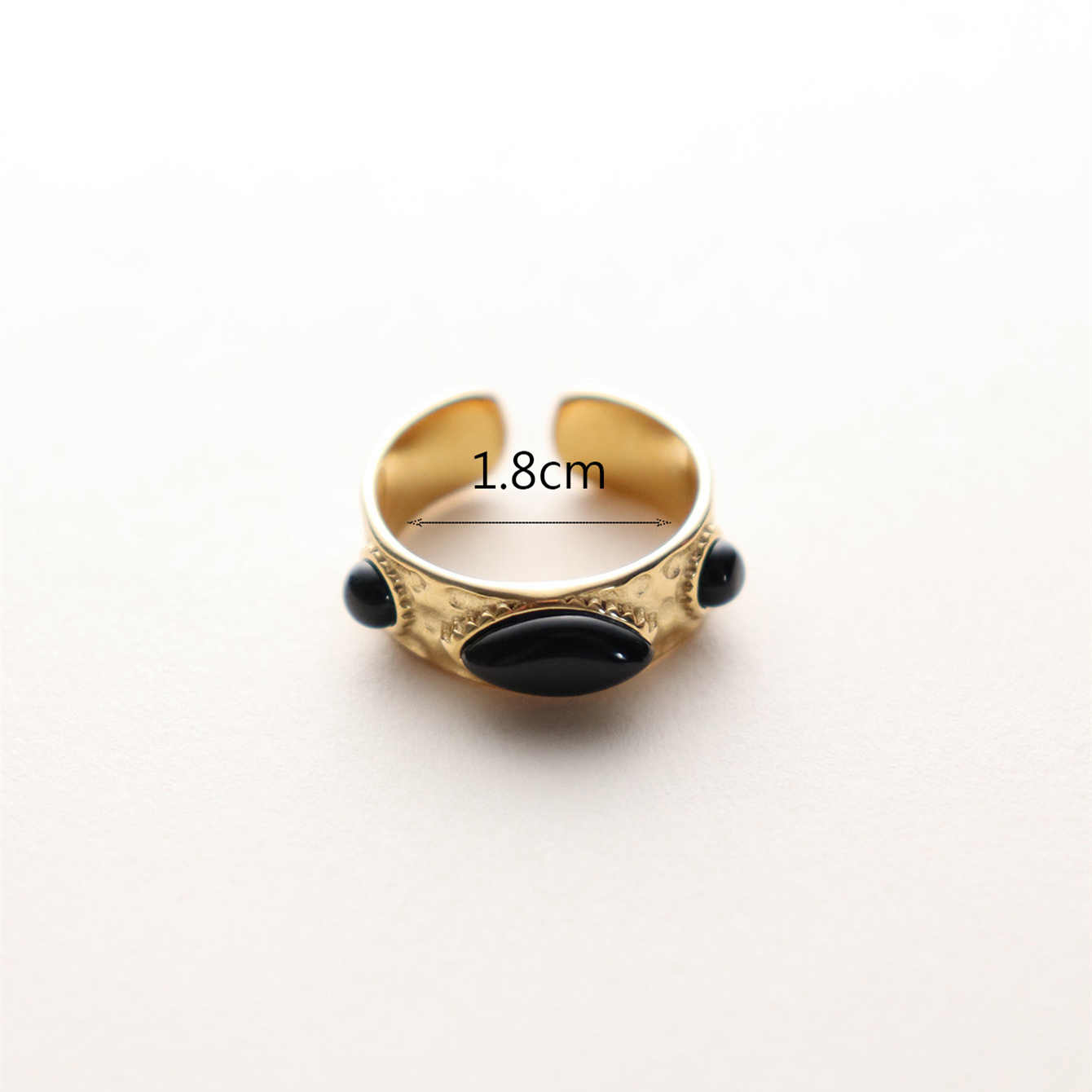 304 Stainless Steel 18K Gold Plated Vintage Style Inlay Sun Oval Eye Natural Stone Open Rings display picture 31