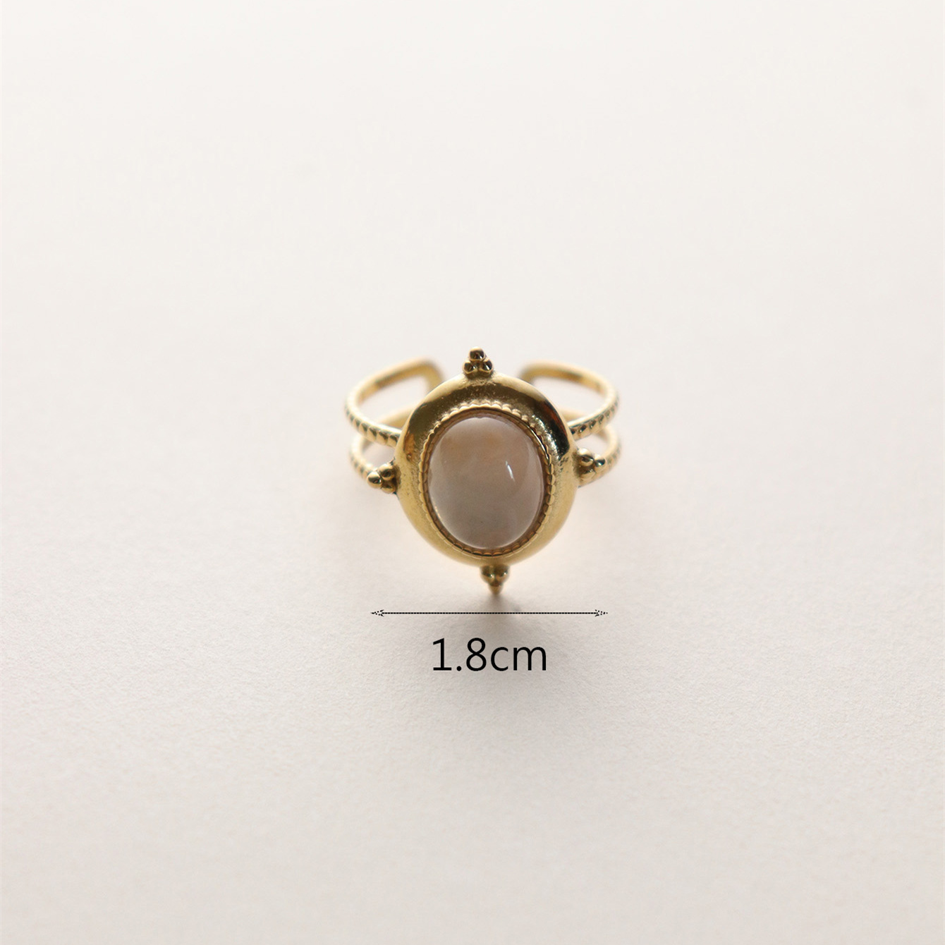304 Stainless Steel 18K Gold Plated Vintage Style Inlay Sun Oval Eye Natural Stone Open Rings display picture 35
