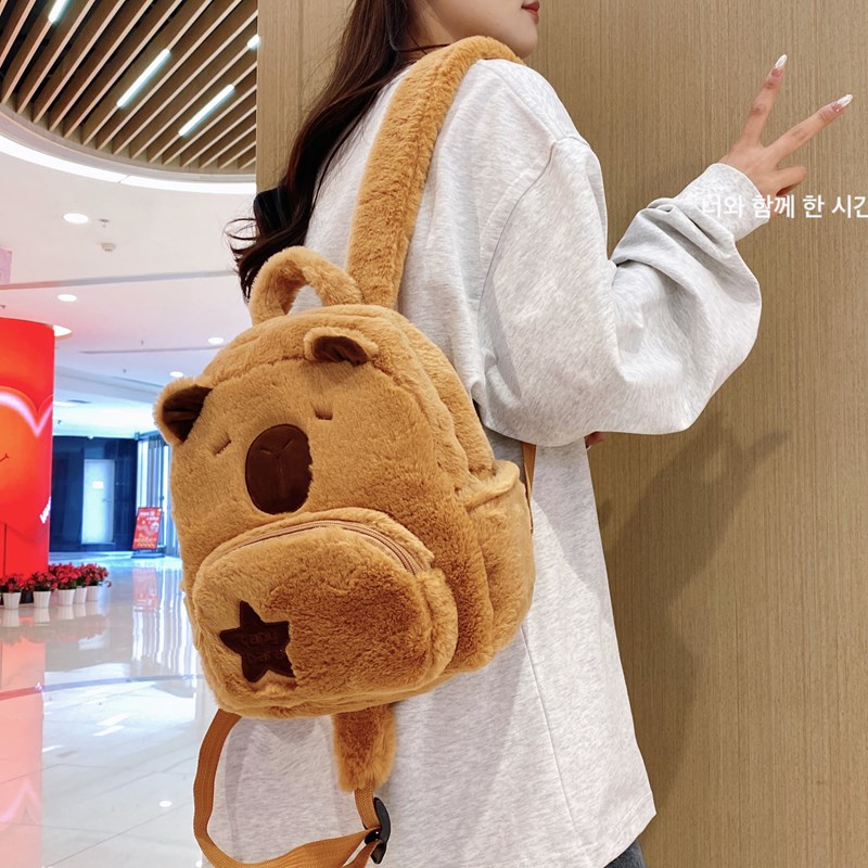 2024 New Plush Backpack Cute Wild Fur Bag Female Cartoon Student Backpack display picture 4