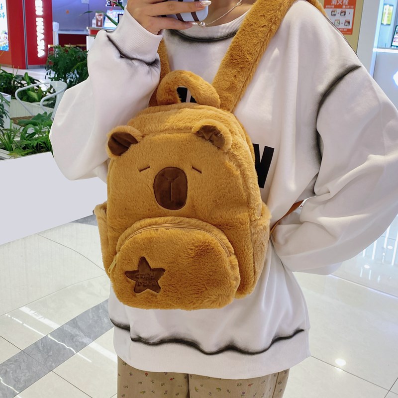 2024 New Plush Backpack Cute Wild Fur Bag Female Cartoon Student Backpack display picture 8