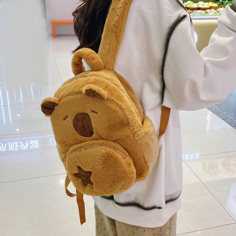 2024 New Plush Backpack Cute Wild Fur Bag Female Cartoon Student Backpack display picture 5