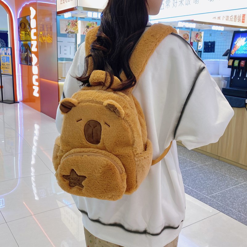 2024 New Plush Backpack Cute Wild Fur Bag Female Cartoon Student Backpack display picture 12