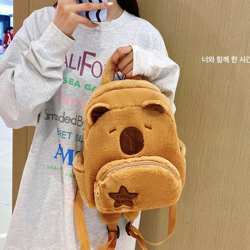 2024 New Plush Backpack Cute Wild Fur Bag Female Cartoon Student Backpack display picture 11