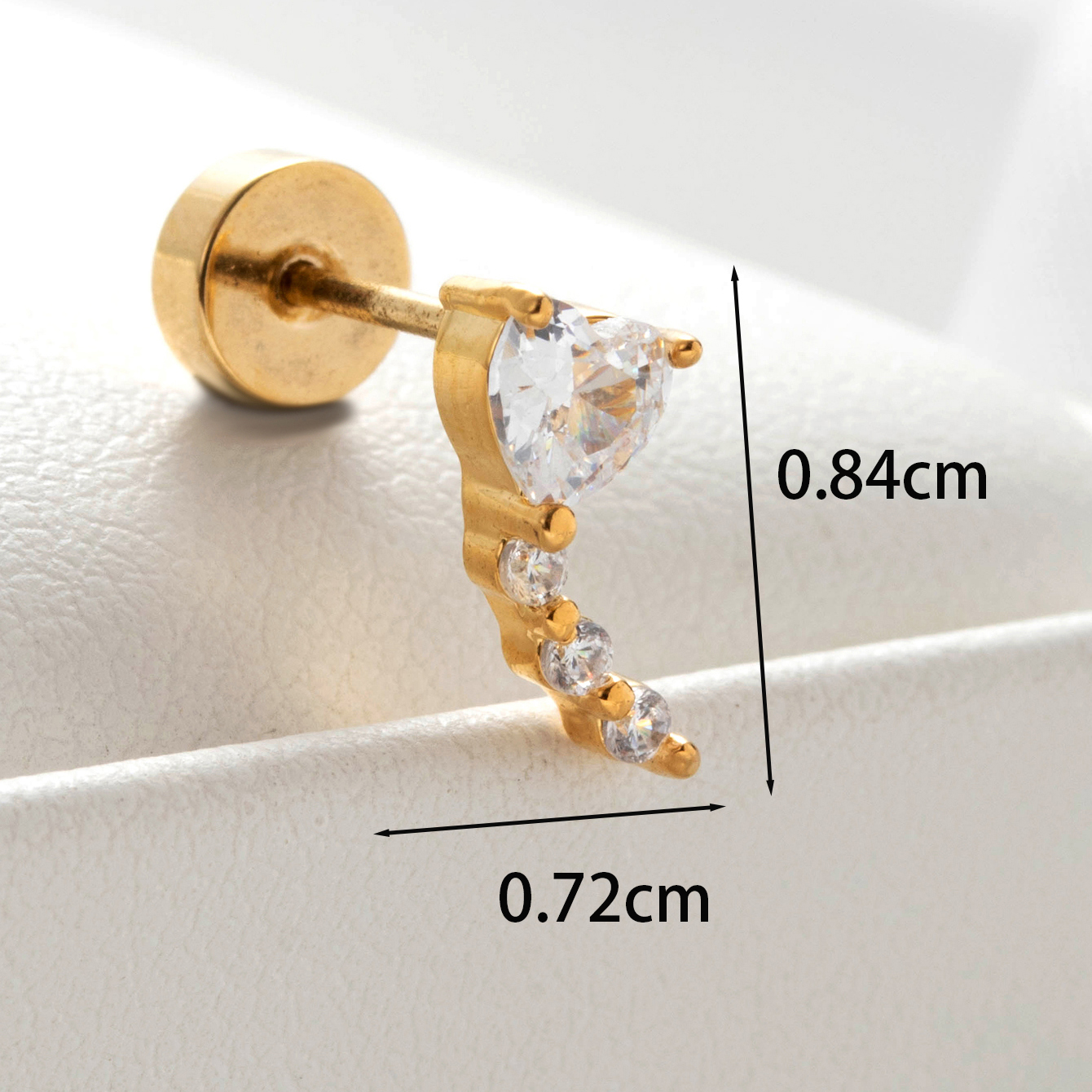 1 Piece Casual Simple Style Heart Shape Flower Inlay Copper Zircon Ear Studs display picture 1