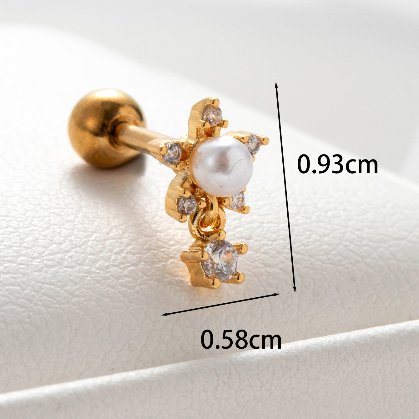1 Piece Casual Simple Style Heart Shape Flower Inlay Copper Zircon Ear Studs display picture 3