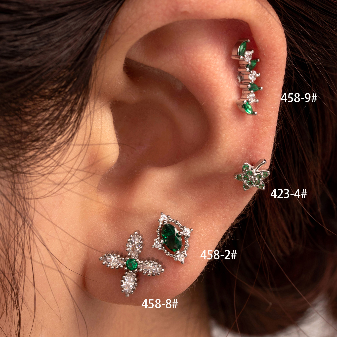 1 Piece Casual French Style Korean Style Maple Leaf Flower Inlay Copper Zircon Ear Studs display picture 5