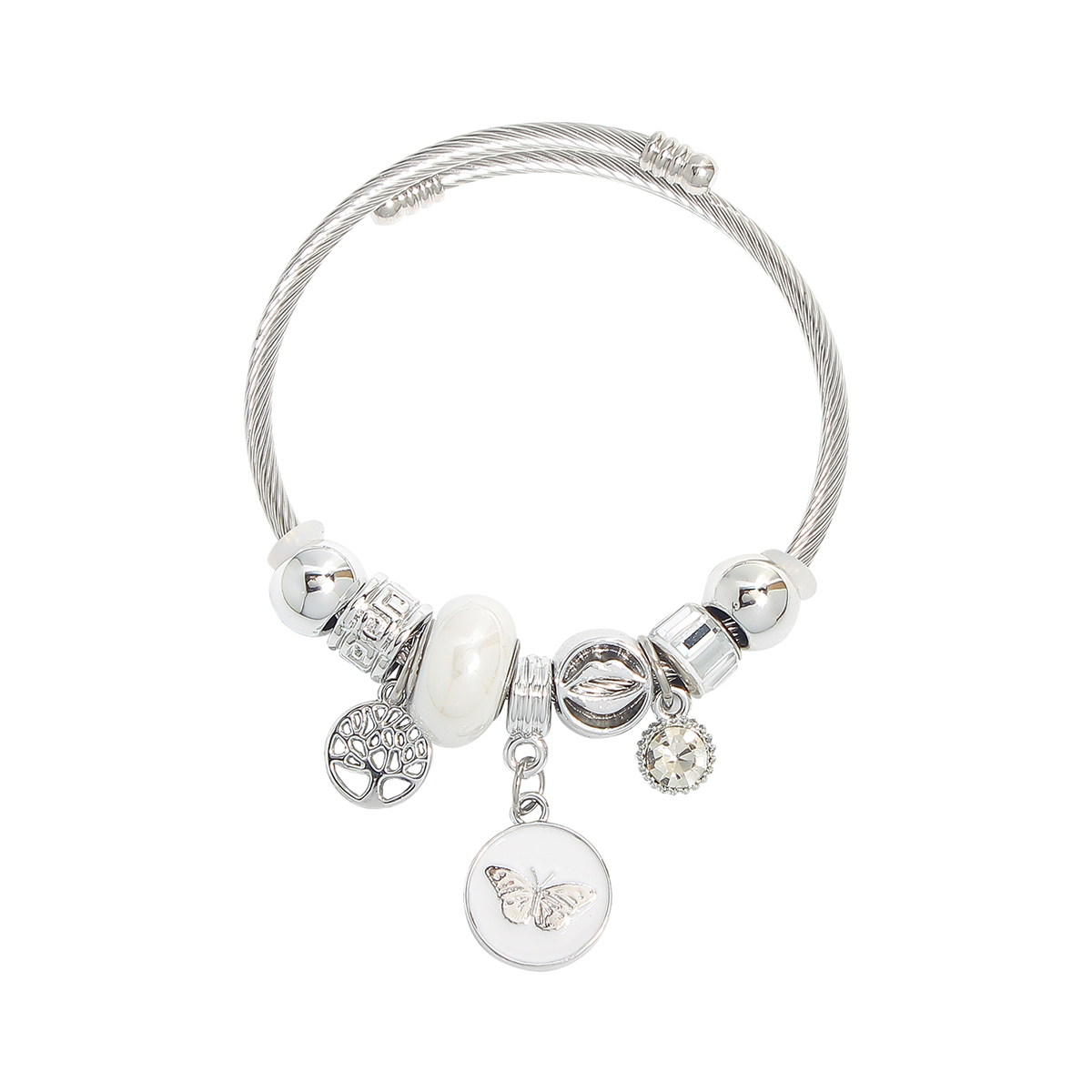 Acier Inoxydable 304 Style IG Style De Fée Style Moderne Perlé Arbre De Vie Papillon Bracelet display picture 5