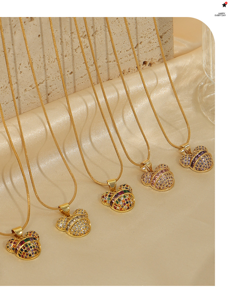 Titanium Steel Copper Casual Elegant Cute Plating Inlay Bear Zircon Pendant Necklace display picture 5