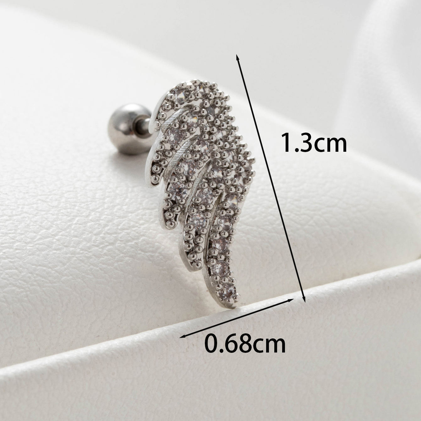 1 Piece Casual Simple Style Cactus Heart Shape Wings Inlay Copper Zircon Ear Studs display picture 3