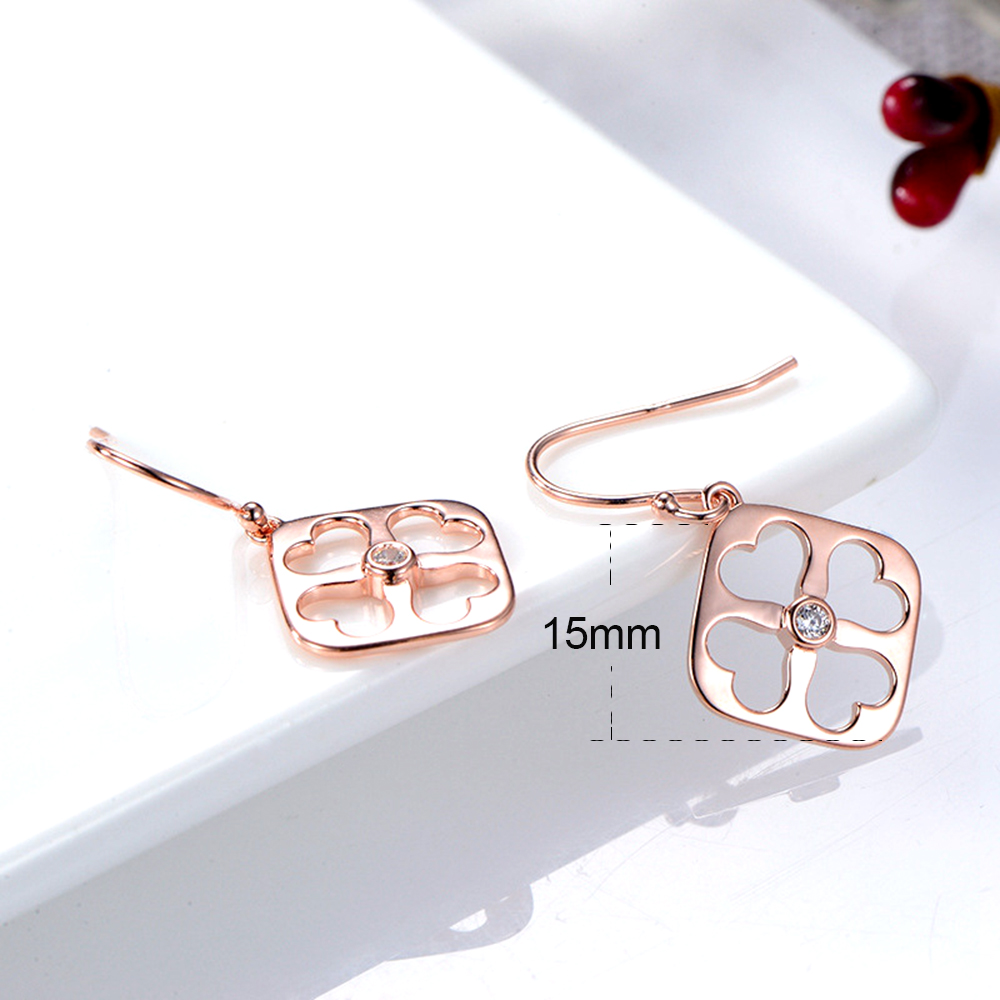 1 Pair IG Style Casual Elegant Heart Shape Petal Plating Inlay Sterling Silver Zircon Rose Gold Plated Drop Earrings display picture 4
