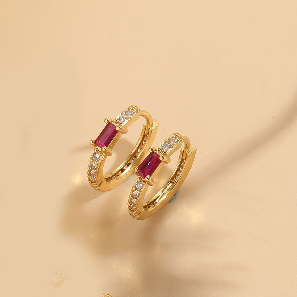1 Pair Vintage Style Simple Style Commute Round Inlay Copper Zircon Hoop Earrings display picture 2