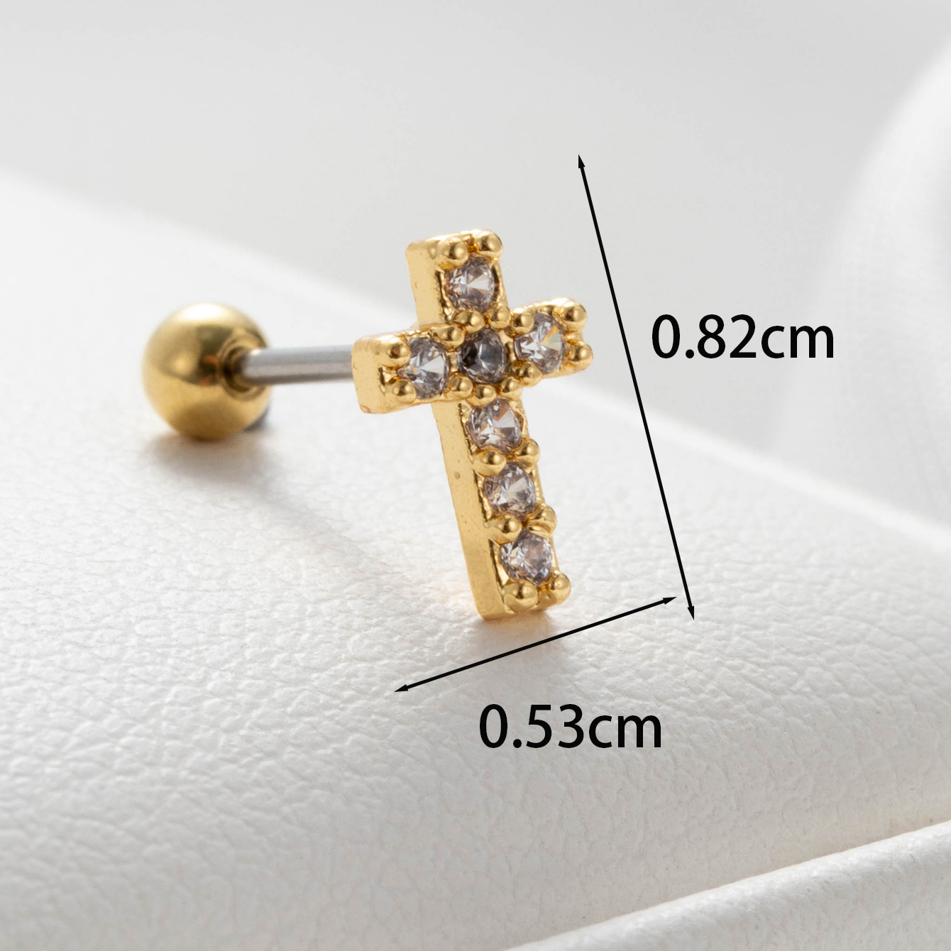1 Piece Casual Simple Style Hexagon Cross Inlay Copper Zircon Ear Studs display picture 1