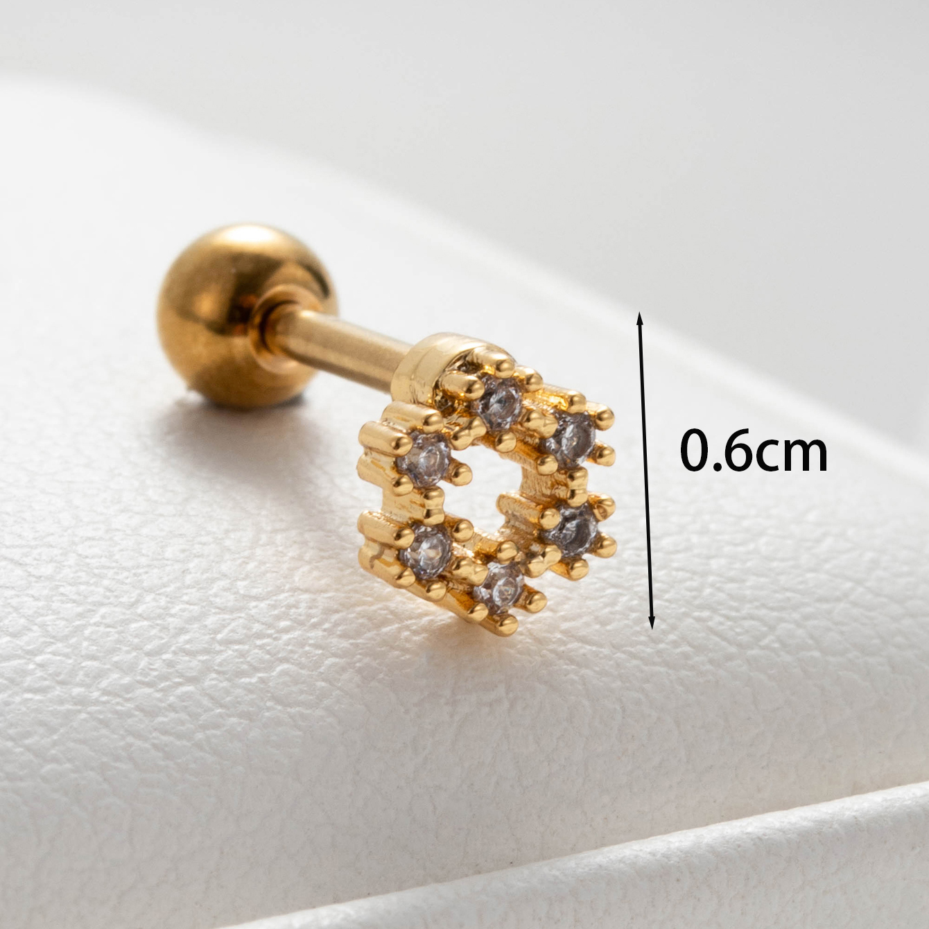 1 Piece Casual Simple Style Hexagon Cross Inlay Copper Zircon Ear Studs display picture 3