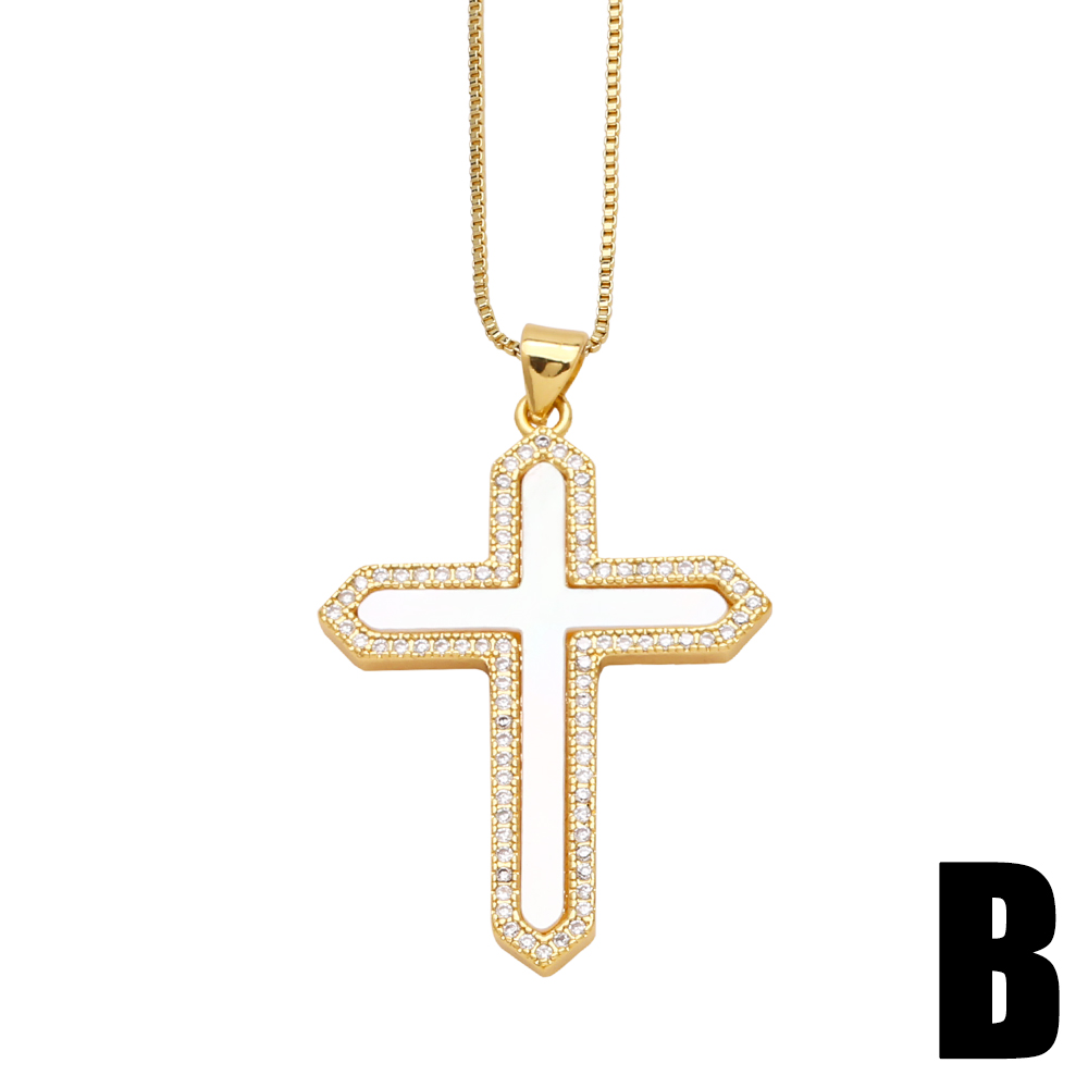 Copper 18K Gold Plated Basic Classic Style Commute Plating Inlay Cross Round Zircon Pendant Necklace display picture 4