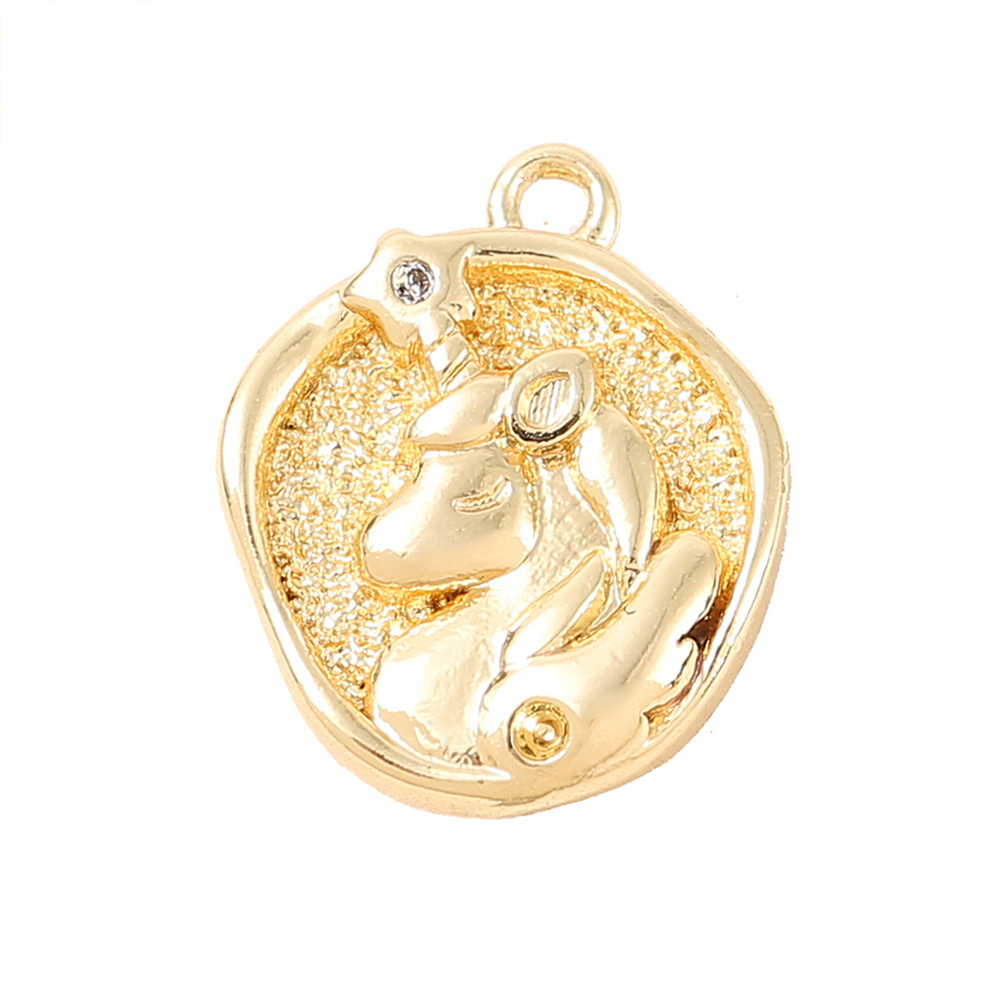 1 Piece 15*12mm Copper Zircon 18K Gold Plated White Gold Plated Unicorn Polished Pendant display picture 7