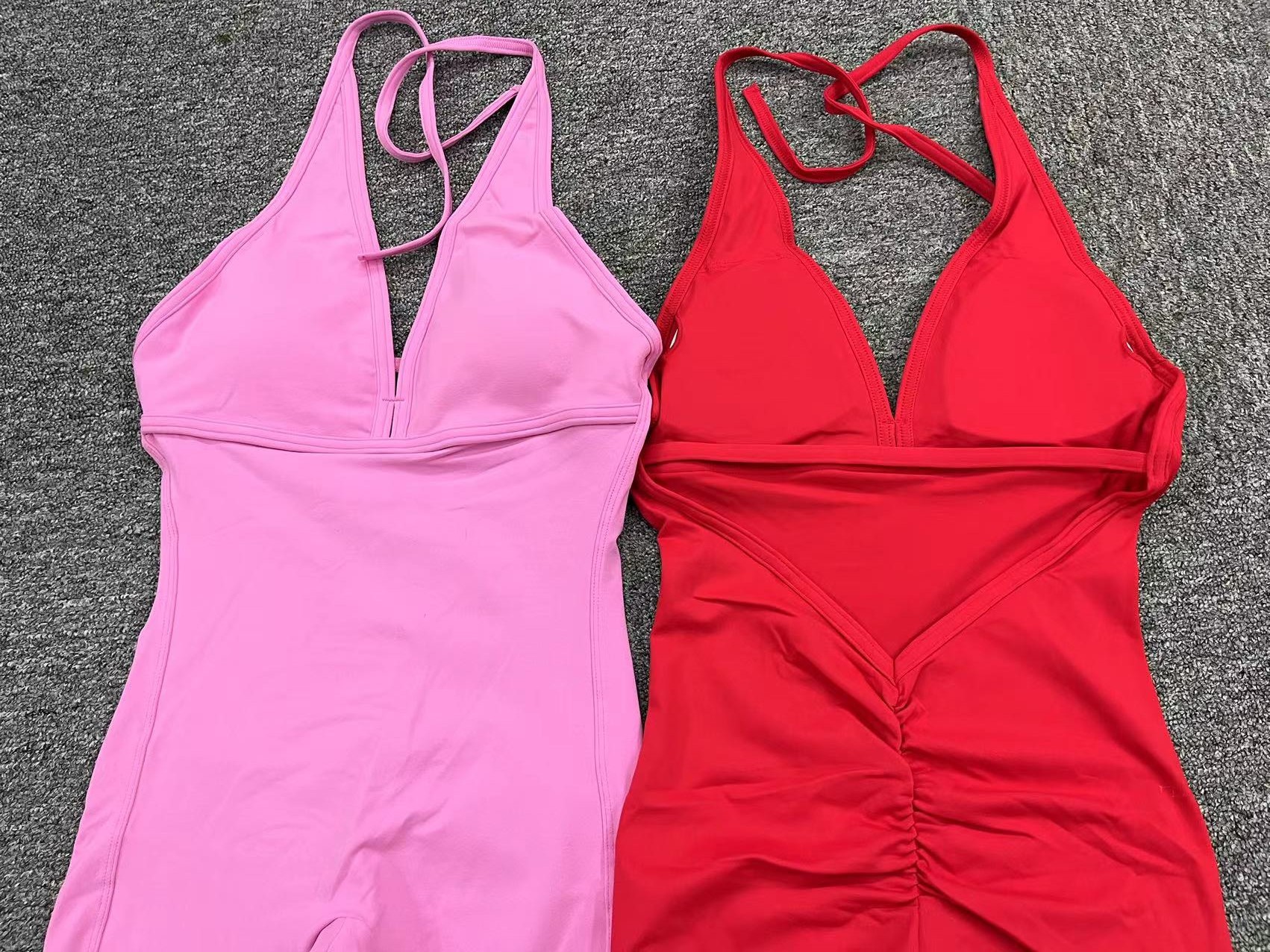 Sports Solid Color Cotton Blend Plunging Neck Backless Active Bottoms Jumpsuits display picture 8