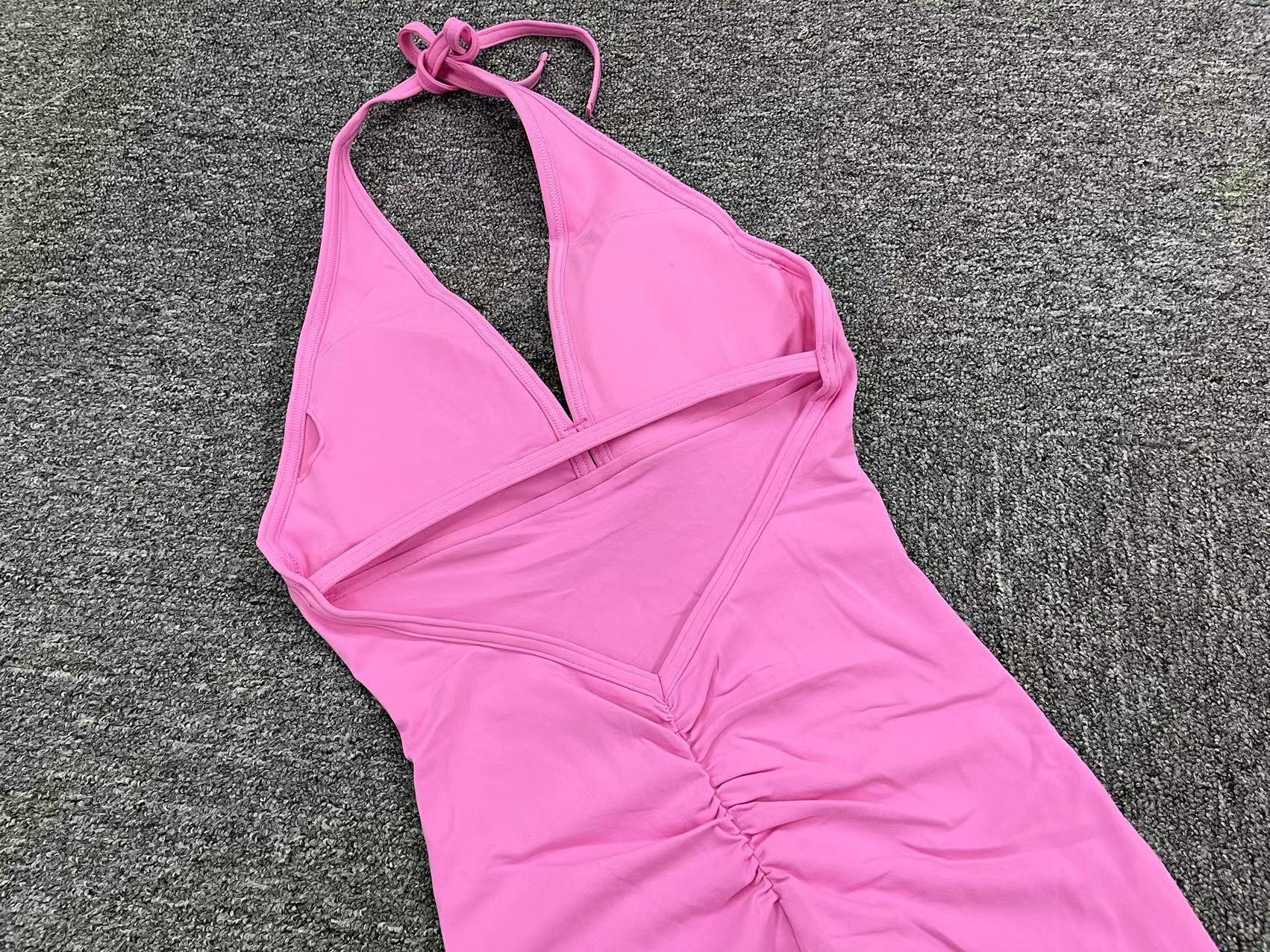 Sports Solid Color Cotton Blend Plunging Neck Backless Active Bottoms Jumpsuits display picture 11