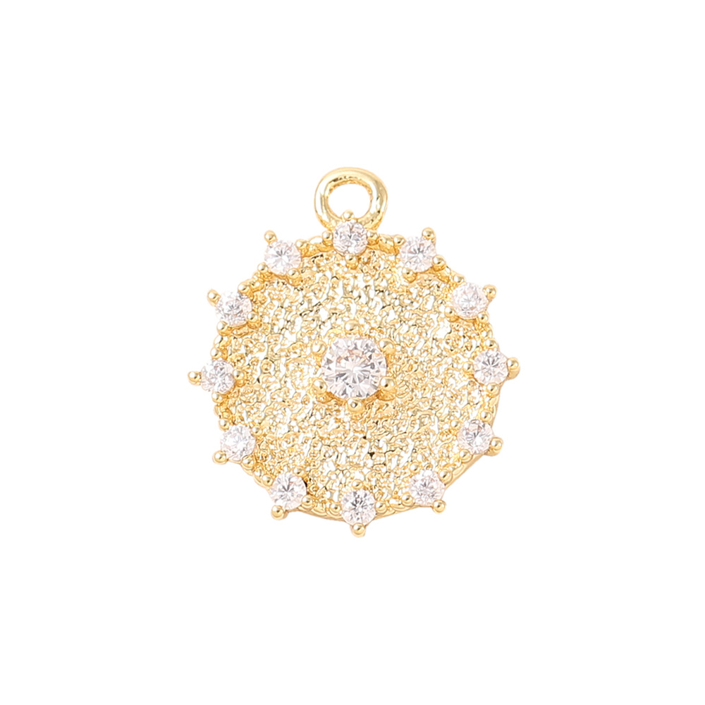 1 Piece 15*13mm Copper Zircon 18K Gold Plated White Gold Plated Round Polished Pendant display picture 7