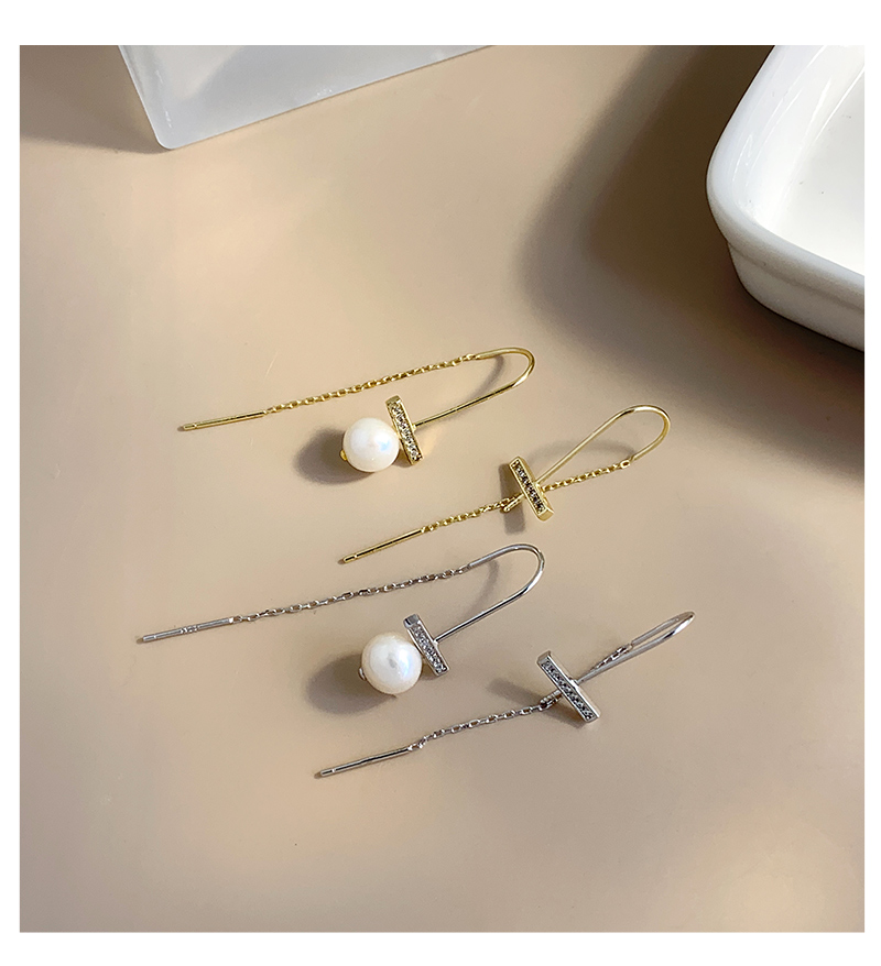 1 Pair Elegant Lady Modern Style Tassel Polishing Plating Inlay Sterling Silver Artificial Pearls Drop Earrings display picture 3