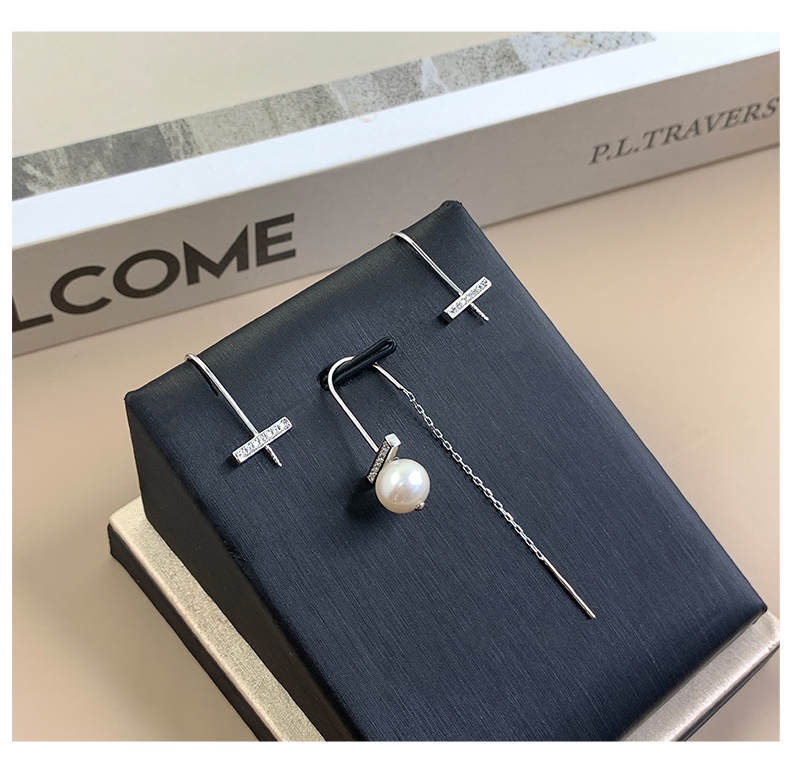 1 Pair Elegant Lady Modern Style Tassel Polishing Plating Inlay Sterling Silver Artificial Pearls Drop Earrings display picture 8