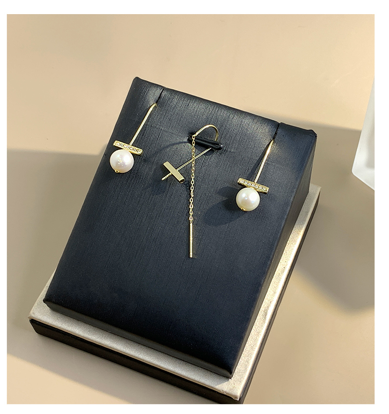 1 Pair Elegant Lady Modern Style Tassel Polishing Plating Inlay Sterling Silver Artificial Pearls Drop Earrings display picture 9