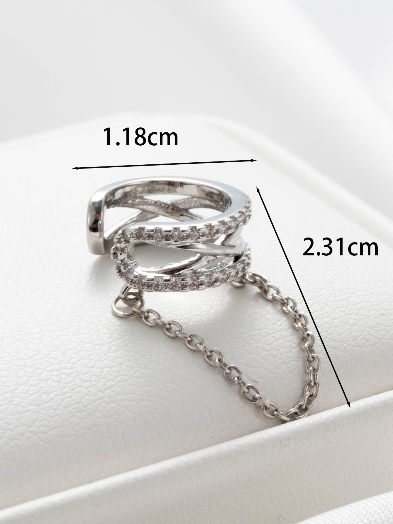 1 Piece Casual Simple Style Cross Chain Inlay Copper Zircon Ear Studs display picture 3