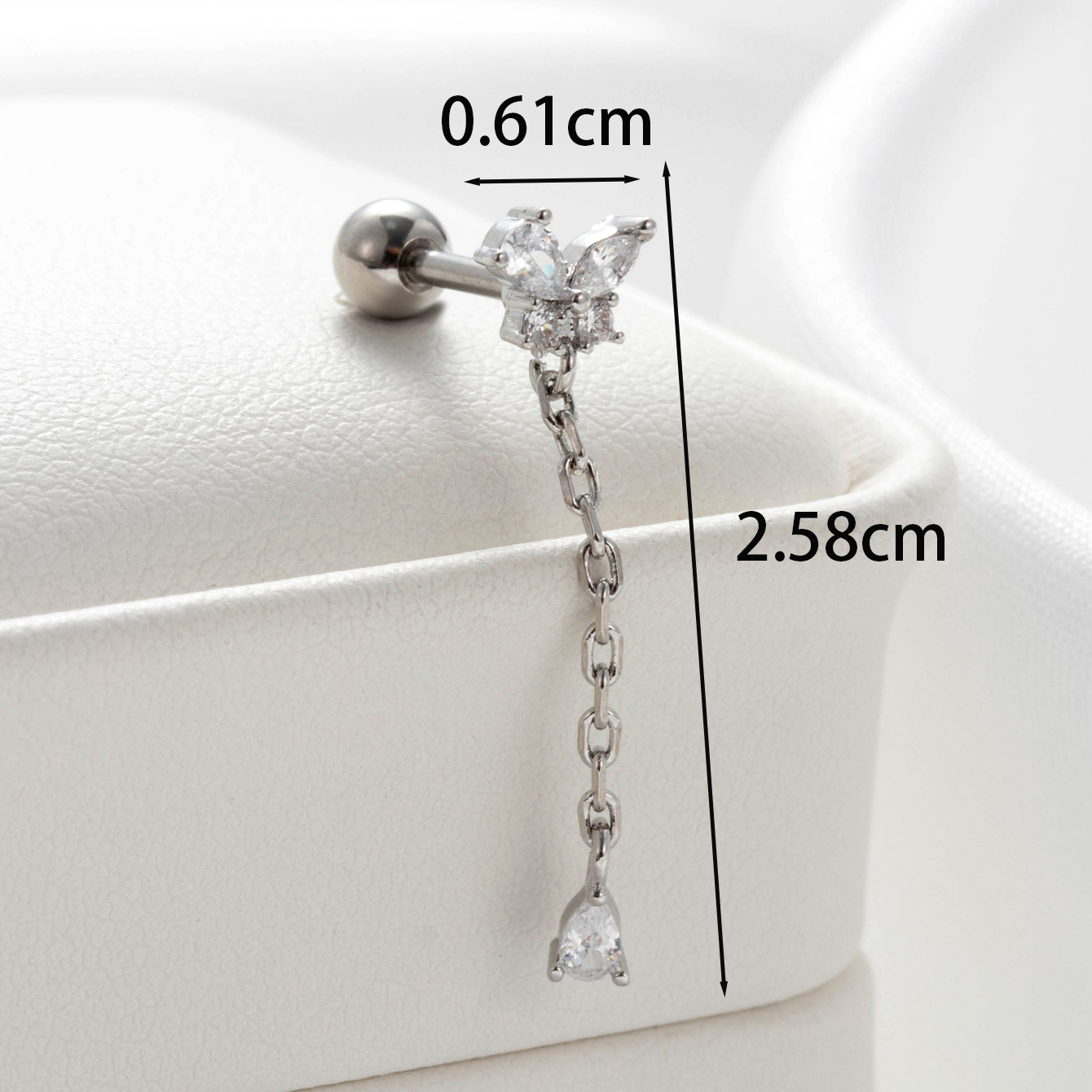 1 Piece Casual French Style Korean Style Butterfly Inlay Copper Zircon Ear Studs display picture 1