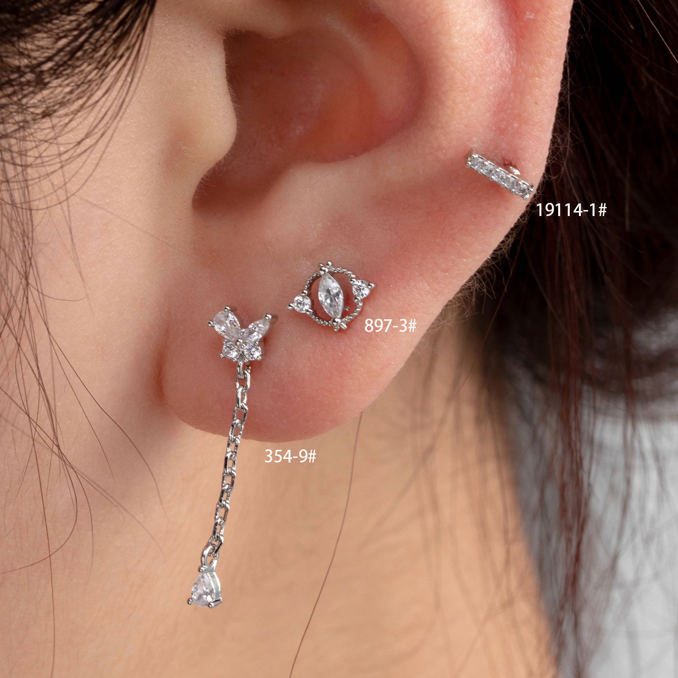 1 Piece Casual French Style Korean Style Butterfly Inlay Copper Zircon Ear Studs display picture 4