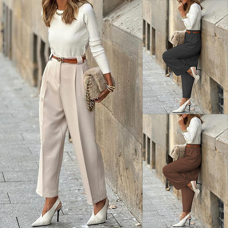 Women's Daily Streetwear Solid Color Ankle-Length Pocket Straight Pants display picture 1