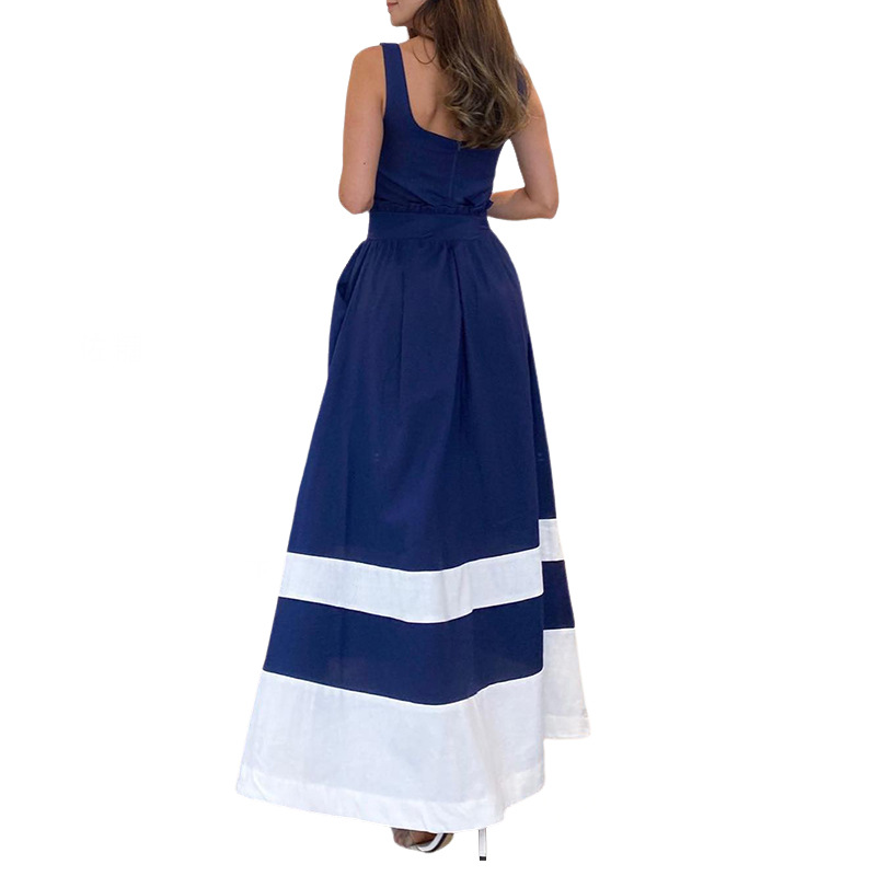 Women's Strap Dress Simple Style Square Neck Sleeveless Color Block Midi Dress Holiday Daily display picture 4