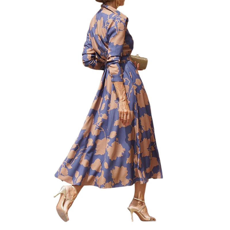 Women's Regular Dress Vacation Turndown Printing Pocket Long Sleeve Printing Maxi Long Dress Holiday Daily display picture 9