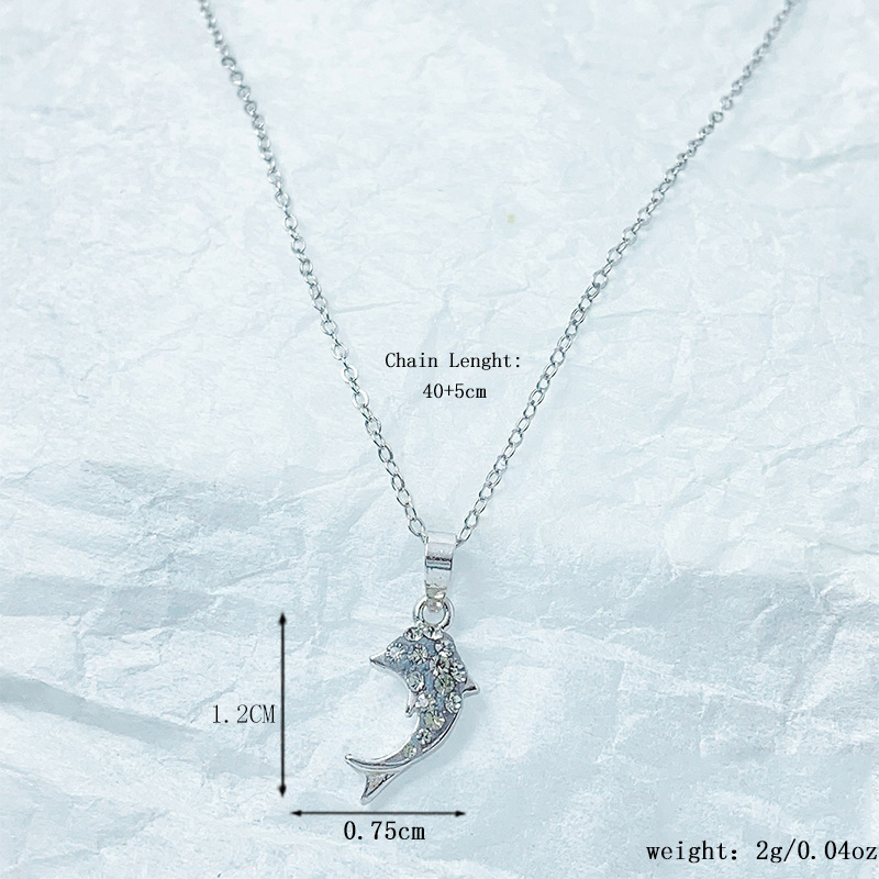 Sterling Silber Süß Moderner Stil Süss Überzug Inlay Delfin Blume Künstlicher Kristall Halskette Mit Anhänger display picture 5