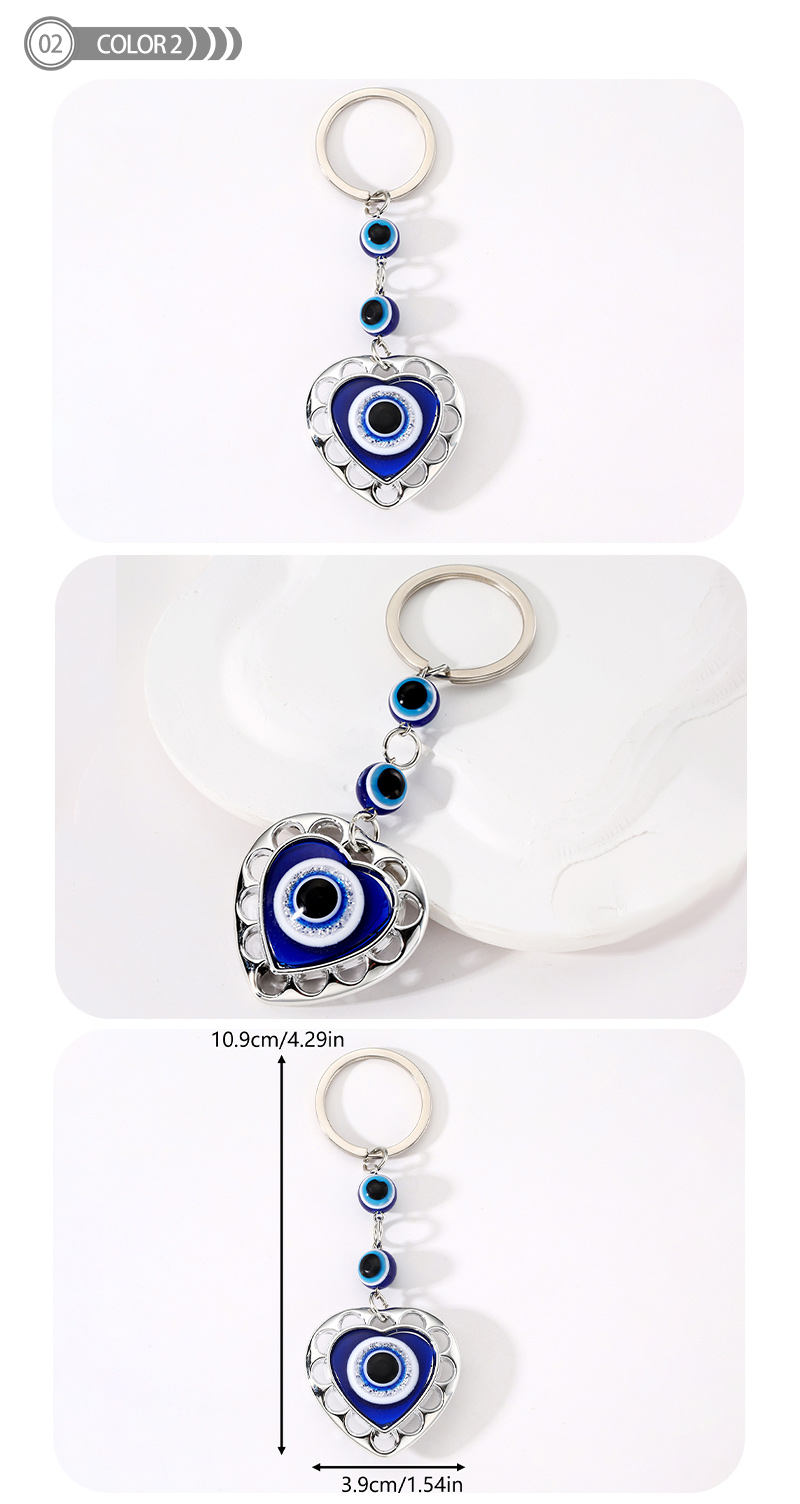IG Style Classic Style Commute Devil's Eye Heart Shape Glass Casting Bag Pendant Keychain display picture 2