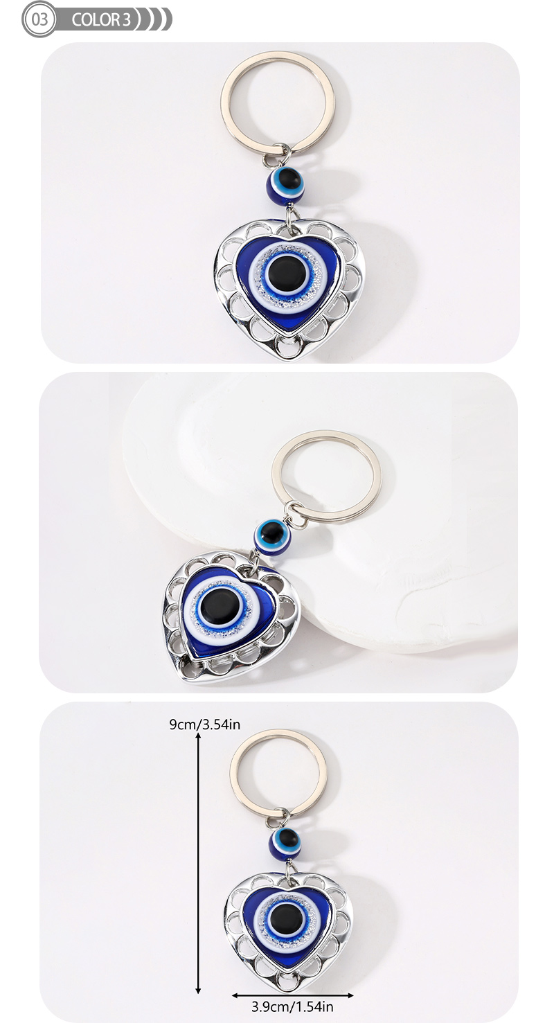 IG Style Classic Style Commute Devil's Eye Heart Shape Glass Casting Bag Pendant Keychain display picture 3