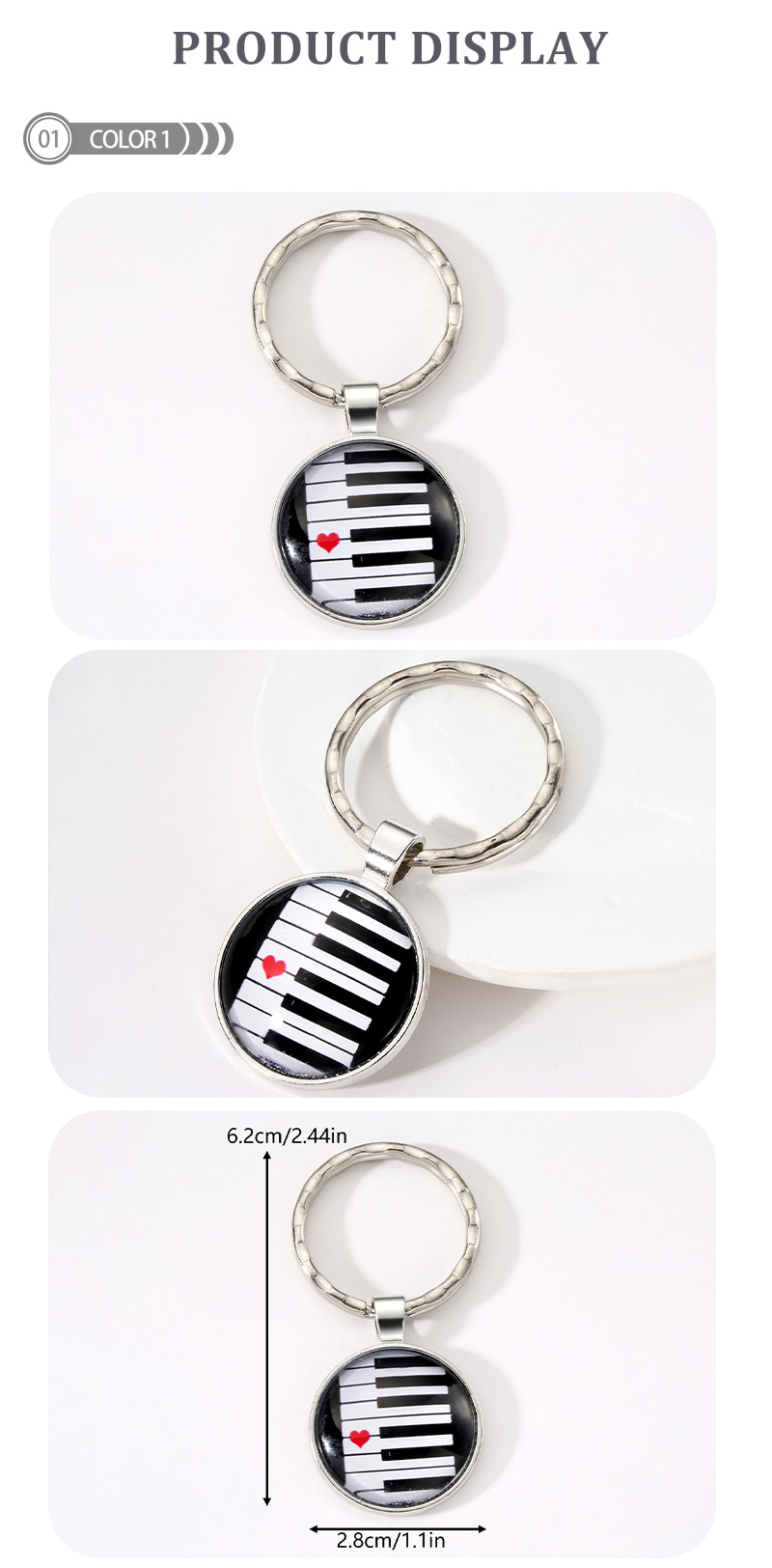 Modern Style Classic Style Round Pano Keys Alloy Glass Casting Bag Pendant Keychain display picture 1
