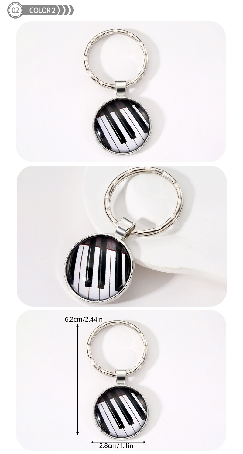 Modern Style Classic Style Round Pano Keys Alloy Glass Casting Bag Pendant Keychain display picture 2