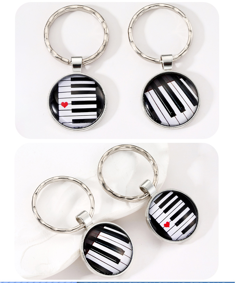 Modern Style Classic Style Round Pano Keys Alloy Glass Casting Bag Pendant Keychain display picture 3