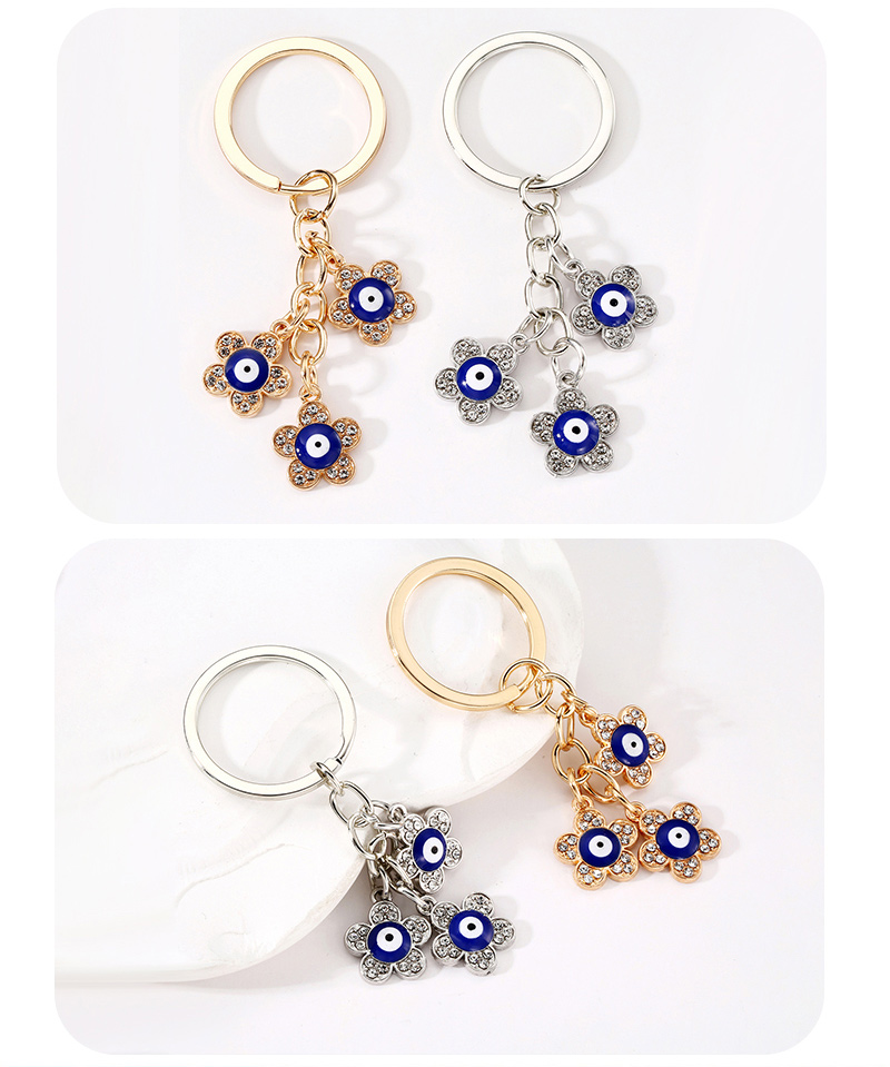 Classic Style Commute Devil's Eye Flower Alloy Inlay Rhinestones Bag Pendant Keychain display picture 3
